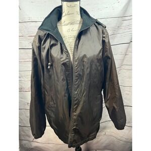 Totes women's ‎ Brown Hooded Fleece Lined Rain Jacket Windbreaker Size Large LGE